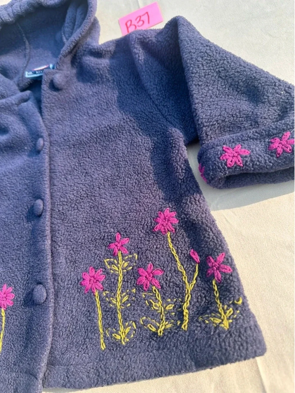 Koala Kids Purple Fleece Floral Hooded Jacket 12M (B37)